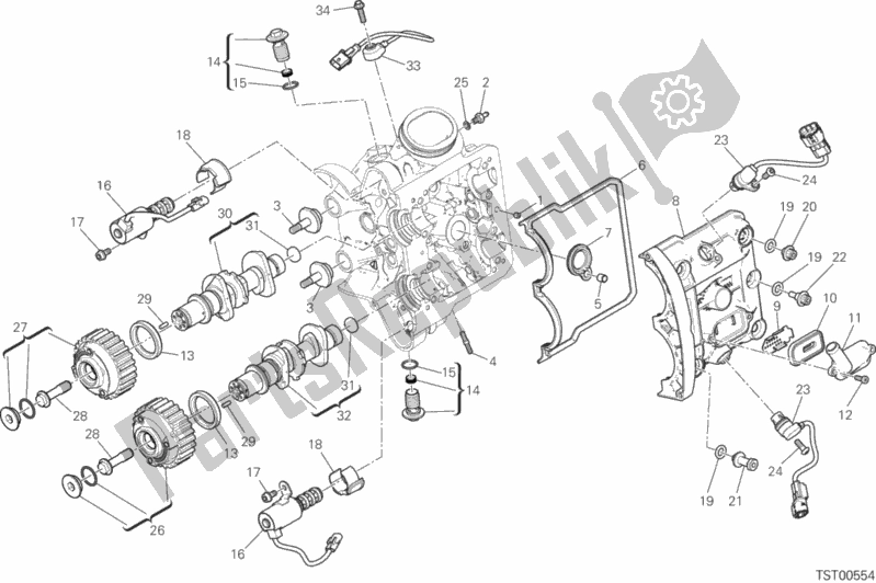 Tutte le parti per il Testa Orizzontale - Distribuzione del Ducati Multistrada 1200 ABS 2015